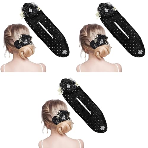 PALAY® Hair Bun Accessories for Women and Girls Floral Pearl Magic Maker for Long Thick Flawless French Clips Elegant Headpiece Birthday Gift 3 PCS PALAY® Hair Bun Accessories for Women and Girls Floral Pearl Magic Maker for Long Thick Flawless French Clips Elegant Headpiece Birthday Gift 3 PCS